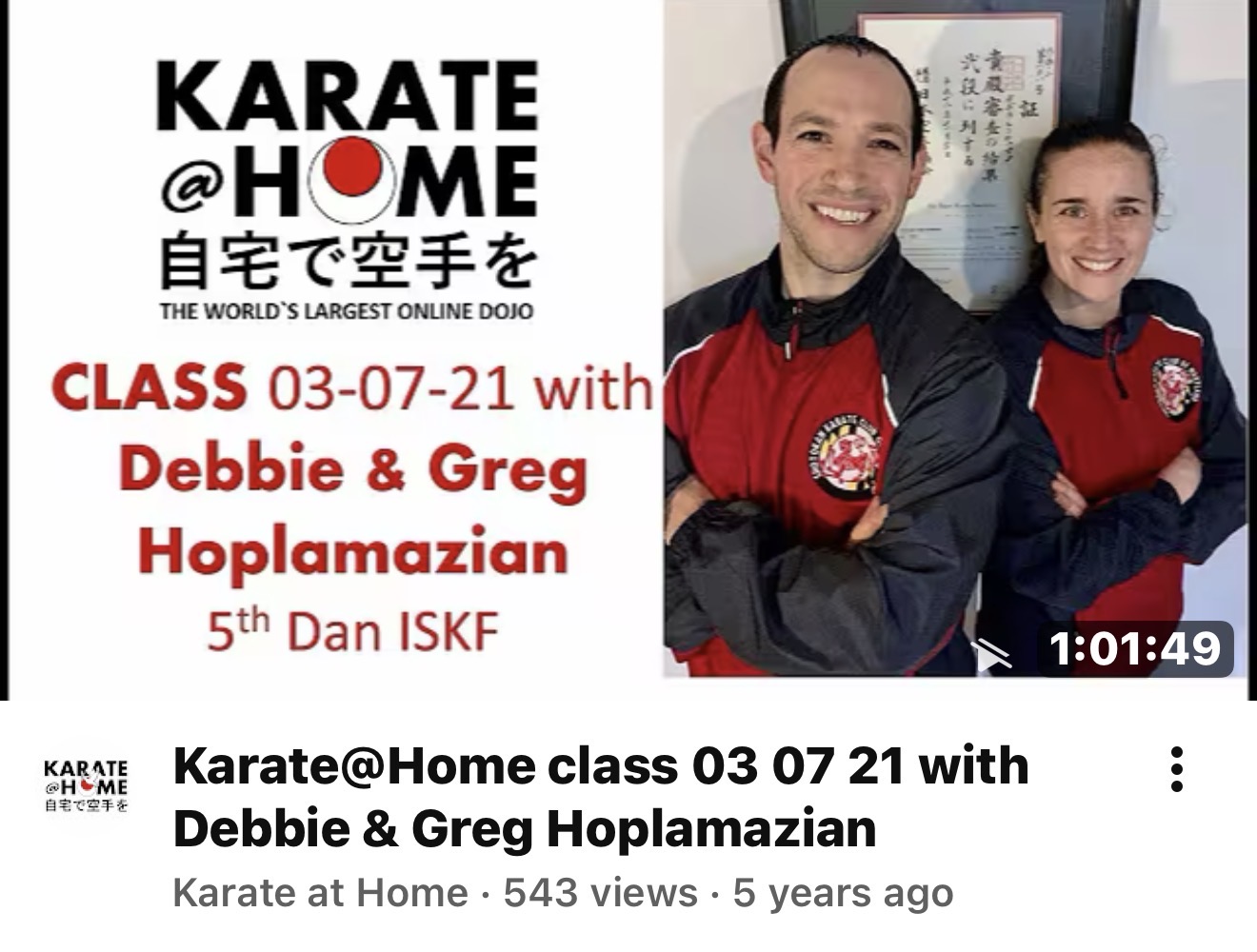 KARATE@HOME Class 03-07-21 mit Debbie & Greg Hoplamazian