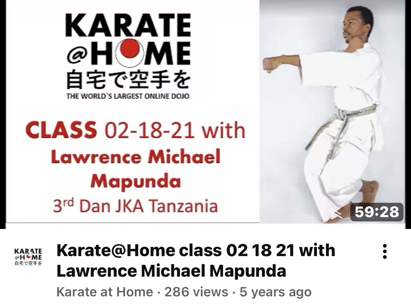 KARATE@HOME Class 02-18-21 mit Lawrence Michael Mapunda