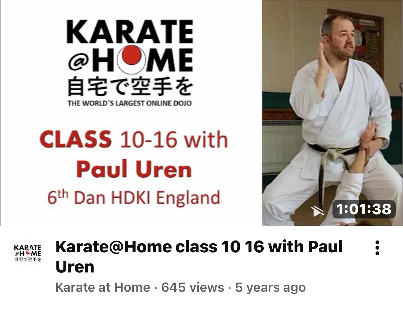 KARATE@HOME Class 10-16 mit Paul Uren