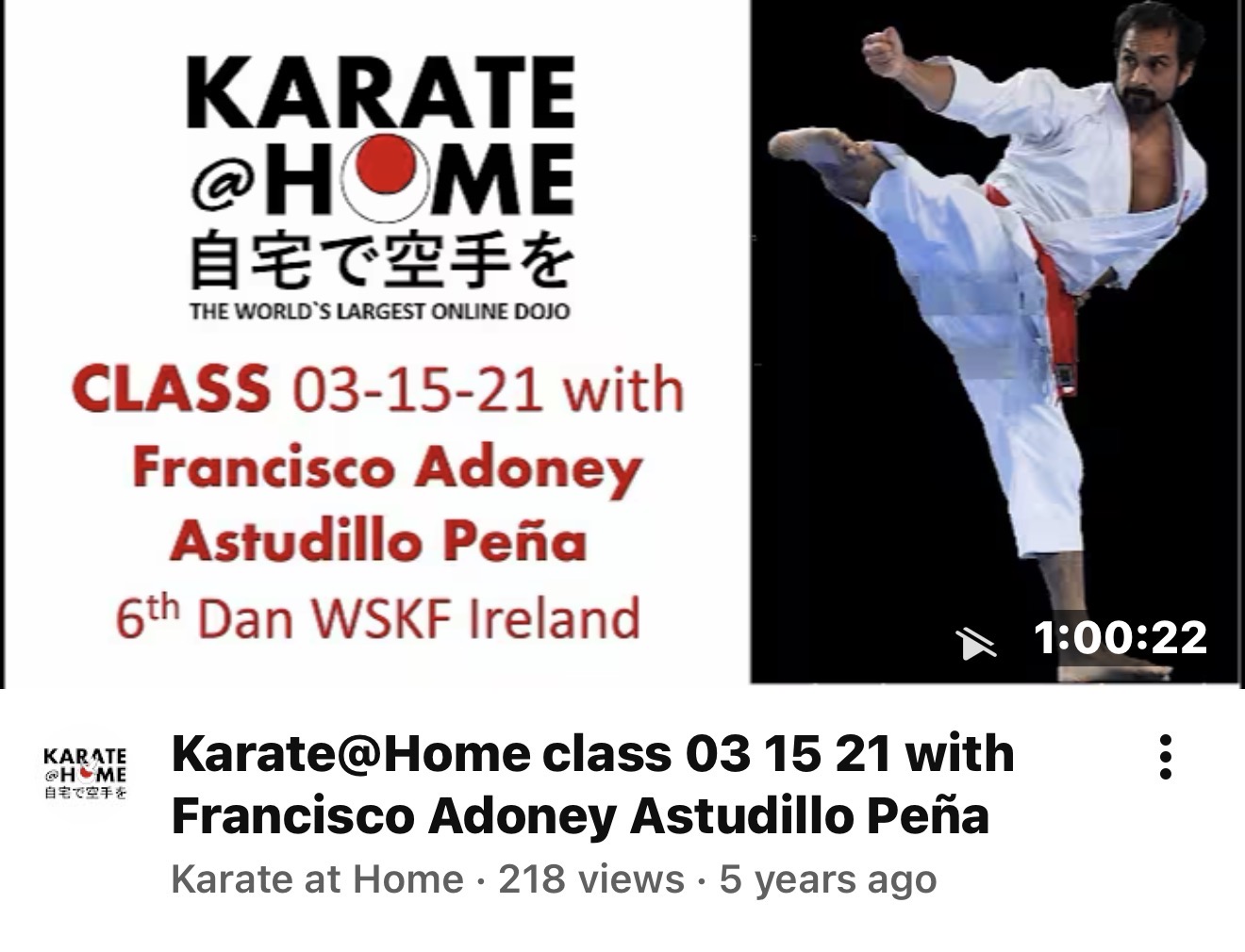 KARATE@HOME Class 03-15-21 mit Francisco Adoney Astudillo Peña
